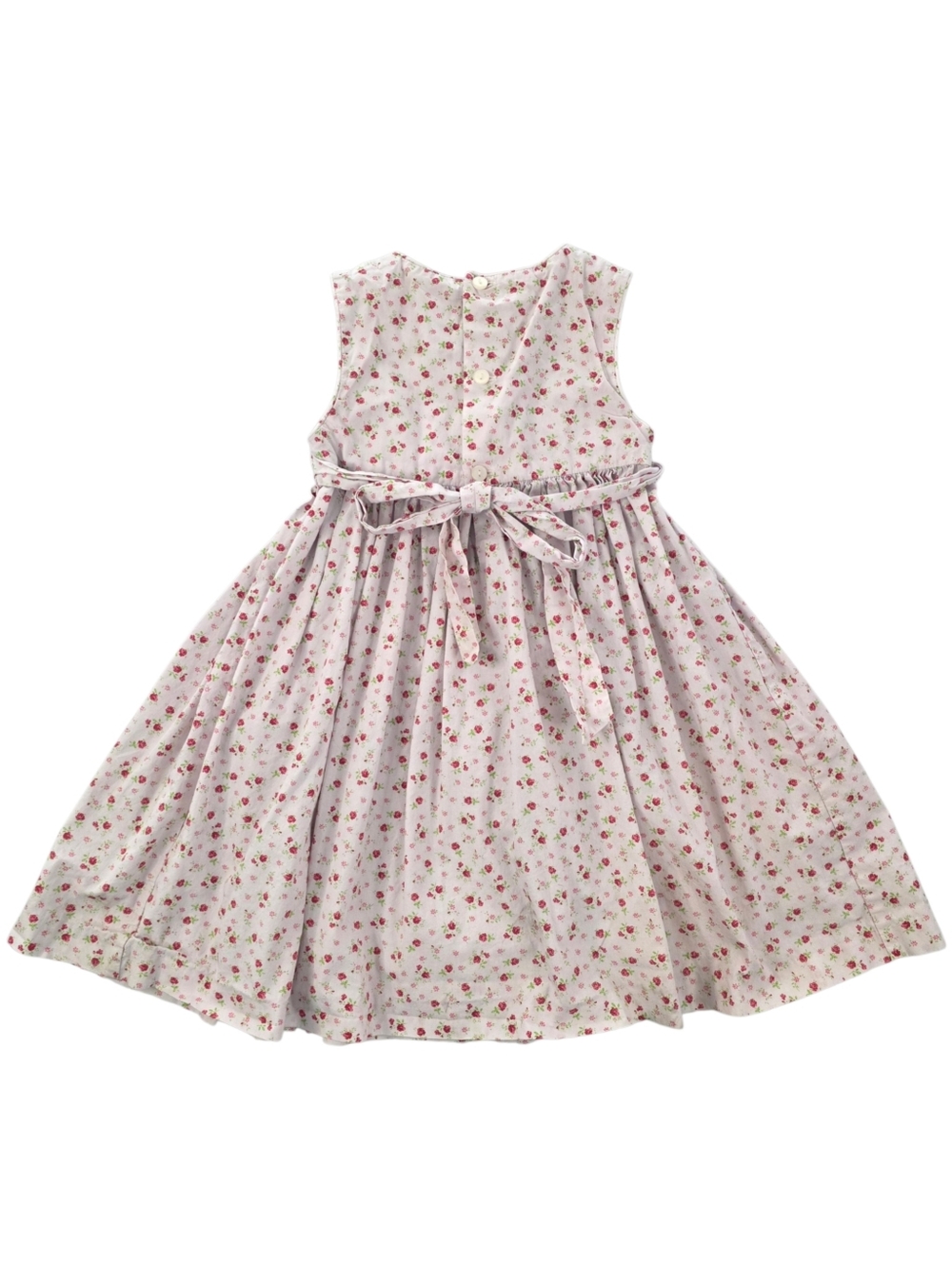 Smocked Ditsy Floral Sleeveless Dress Girls 4T Cottagecore Cotton White Pink - Picture 3 of 9